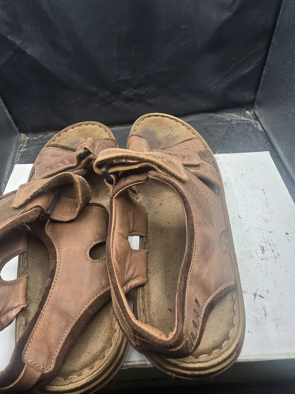 Josef Seibel Brown Leather Men's Adjustable Sandals